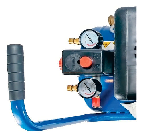 Compresor De Aire 25 Litros 2 Hp Bta 220v 2 Manometros Azul