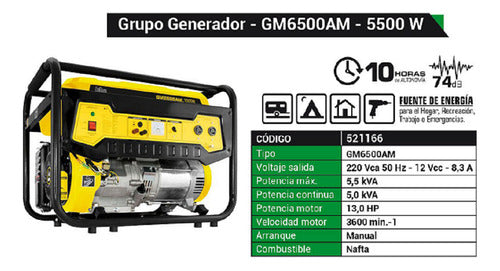 Generador Grupo Electrógeno Bta 5500w13hp Arranque Manual